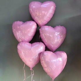 Фольгированные розовые сердца 5 шт