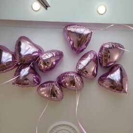 Фольгированные светло розовые сердца 10 шт