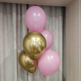 Связка из 5 розово-золотистых шаров