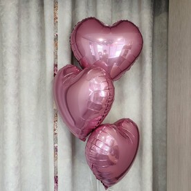 Связка из 3х розовых сердец