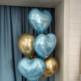 Фонтан из шаров. Сердца и хром. Шары шарики