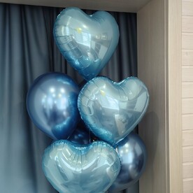 Фонтан из шаров. Сердца и хром. Шары шарики