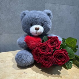 Набор мишка и букет