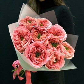 Букет розовые пион розы 9 шт (мб 147)