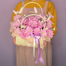 Композиция с хризантемой "Нежные оттенки"