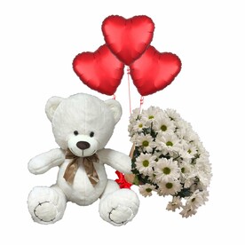 Подарочный набор с цветами и шариками