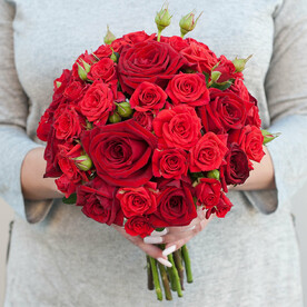 Букет невесты "Обжигающая" (с бутоньеркой)