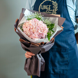 Розовая гортензия с гипсофилой, 1299