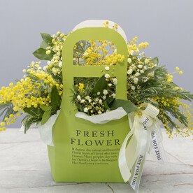 Сумочка из гипсофилы и мимозы