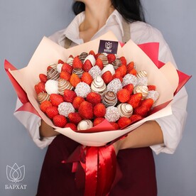 Букет из клубники в шоколаде, съедобный, сладкий букет Дыхание огня