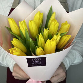 Цветочный букет, Монобукет из желтых тюльпанов XS