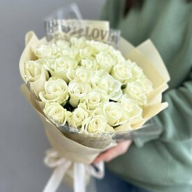 🌹25 Белые кенийские розы/Цветы Уфы/Доставка Уфа