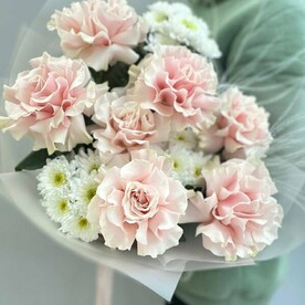 Букет авторский/Французские розы/кустовая хризантема/Цветы Уфы/Доставка Уфа