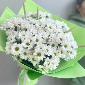 Букет полевой/Хризантема кустовая ромашковая/тритикумЦветы Уфы/Доставка Уфа