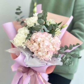 Букет авторский/гортензия/диантусы/эустома/Цветы Уфы/Доставка Уфа