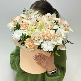 Композиция сказка/кустовая хризантема/орхидея/диантус/лилии/пистация/цветы Уфы/доставка Уфа