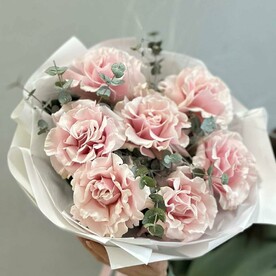 Букет лепесток/Французские розы/стифа/эвкалипт/цветы Уфы/доставка Уфа