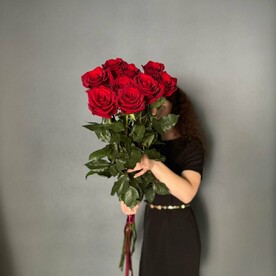 🌹Акция 🌹Букет моно красные розы /9 шт метровые розы/Цветы Уфы/Доставка Уфа