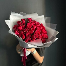 Букет классика/51 шт кенийские розы/красные розы/Цветы Уфы/Доставка Уфа