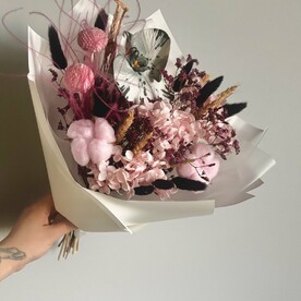 Букет из сухоцветов с гортензией и хлопком #16