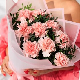 Букет "Волшебный" из диантусов с фисташкой