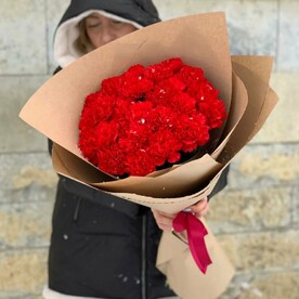 Гвоздика красная в крафте 25 шт