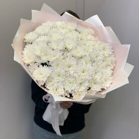 Монобукет из 15 кустовых хризантем (E328)
