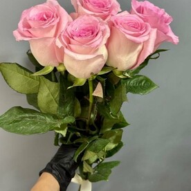 5 розовых роз