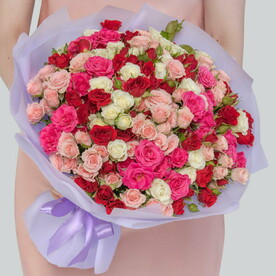 Яркое утро (25 кустовых роз )