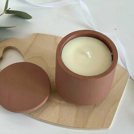 Свеча декоративная ручной работы Морской бриз в стакане кирпичный