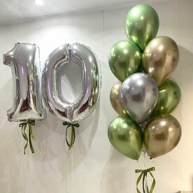 Набор фольгированных и хромированных шаров для юбилея