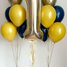 Яркий Праздник: Фонтан из 5 Шаров с Цифрой