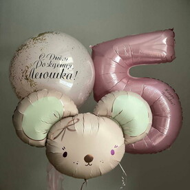 Шарики для девочки Розовая нежность с мышкой