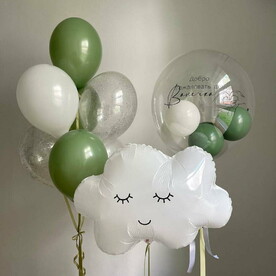 Шары для выписки из роддома в стиле Эвкалипт