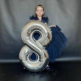 Фольгированный Шар Цифра с Гелием Серебро - 8
