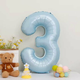 Фольгированный Шар Цифра с Гелием Голубая - 3