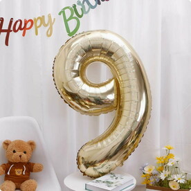 Фольгированный Шар Цифра с Гелием Белое Золото - 9