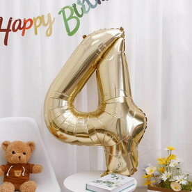 Фольгированный Шар Цифра с Гелием Белое Золото - 4