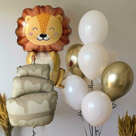 Шарики со львом на день рождения и выписку