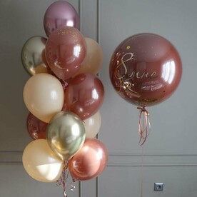 Гелевые Шары на День Рождения - Шар Гигант + Фонтан на 13 шаров