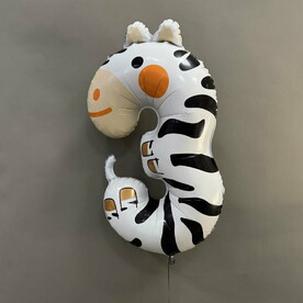Шар Цифра - 3 - Зебра 102 см