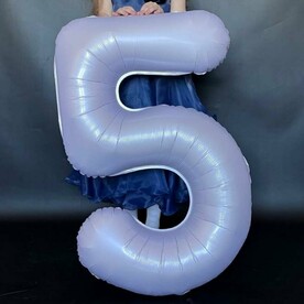 Фольгированный Шар Цифра с Гелием Нежно-сиреневый - 5