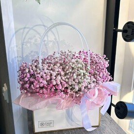 Розовая гипсофила в сумочке