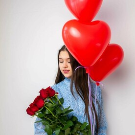 7 роз +3 сердца
