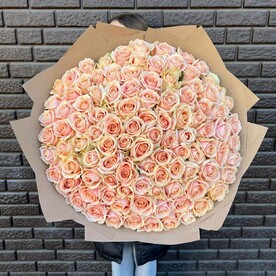 Персиковая роза Перл Аваланж 60 см 101 шт