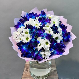 Букет Орхидеи Космос с Хризантемой