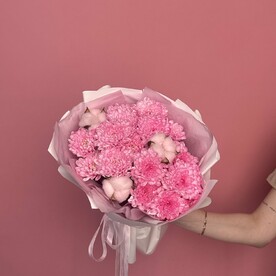 Букет из розовой хризантемы для самых нежных