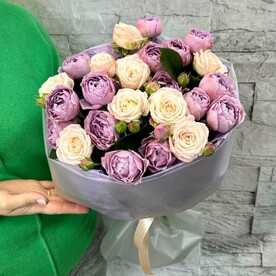 Микс из нежных пионовидных роз💞