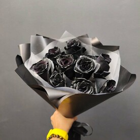 Черные розы 9 шт
