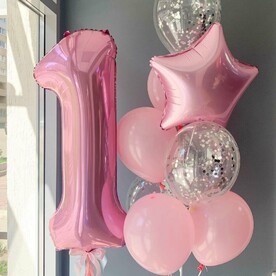 Набор шаров на годик Фламинго